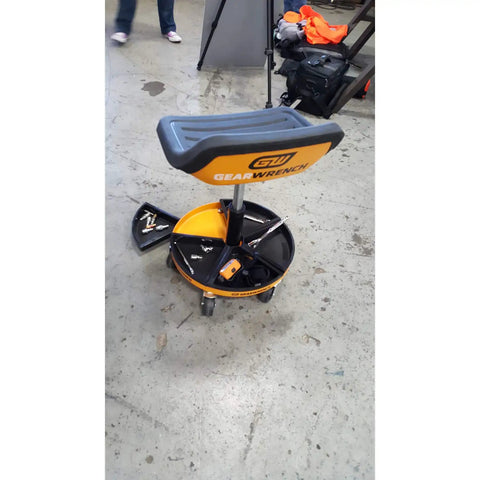 Adjustable Height Swivel Mechanics Seat For 18 To 22 Inches 360 Degree Spin Solid Rubber Seat And Durable Powder Coated Metal Frame