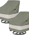 Heavy Duty Waterproof Outdoor Swivel Patio Chair Covers Set Of 2 Keeps Cushions Dry, Fits 30W X 34D X 38H Inches, Grayish Green