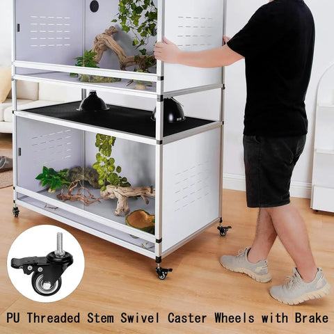 Heavy Duty 2 Inch Swivel Casters With Dual Locking Polyurethane Stem Mount Design Quiet Non Marking Industrial Castor Wheels Built Like A Tank For Smooth Rolling And Easy Floor Protection Pack Of Four on a mobile storage unit.