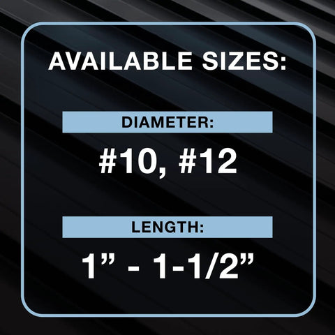Available sizes for Heavy Duty Size 10 X 1 Inch Low Profile Standing Seam Metal Roofing Screws include #10, #12 diameter.