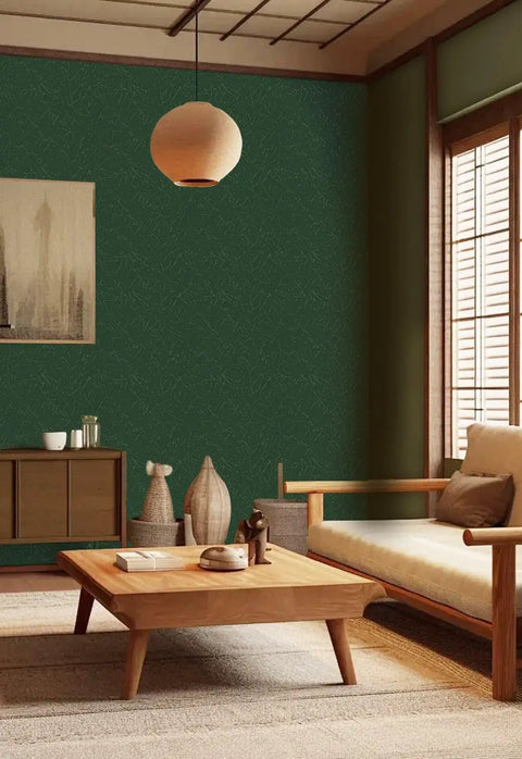 Room with wood furniture and decorative elements, showcasing White Peel And Stick Wallpaper 15.7 By 118 Inches Self Adhesive Embossed Textured Vinyl Film.
