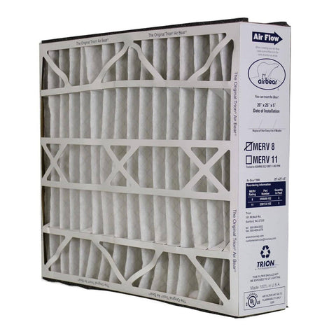 Air Bear 20 x 25 x 5 Inch MERV 8 High Performance Air Purifier Filter Replacement For Air Bear Supreme Right Angle And Cub Air Cleaner Purification Systems Three Pack showing filter design