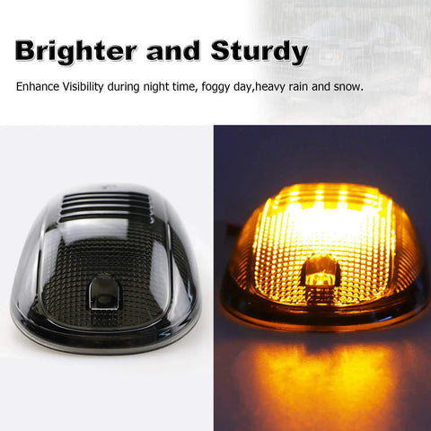 Cab Roof Marker Lights With Smoked Lens And 16 Amber LEDs For Dodge Ram 1500 2500 3500 2003 Through 2016 close-up view