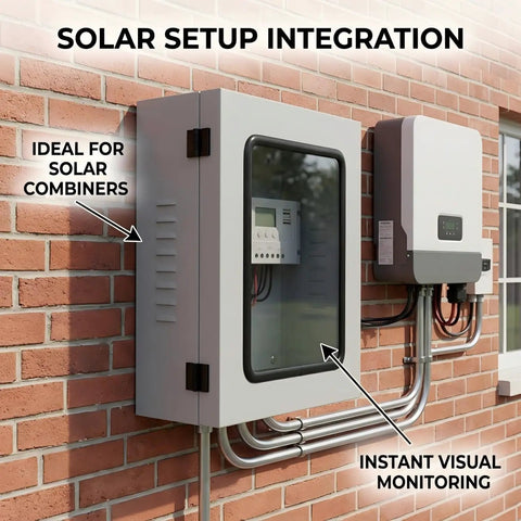 Heavy Duty EV Charger Enclosure With Secure Acrylic Viewing Window And Cylinder Lock 19X24 Inch mounted on brick wall