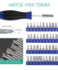 44-piece screwdriver set with CRV steel bits and magnetic handle, part of 172 In 1 Magnetic Precision Screwdriver Kit With 156 Bits For Phones Computers Electronics Watches Laptops And Eyeglasses, Portable Repair Tool Set For DIY Fixes And On The Go Tech Maintenance
