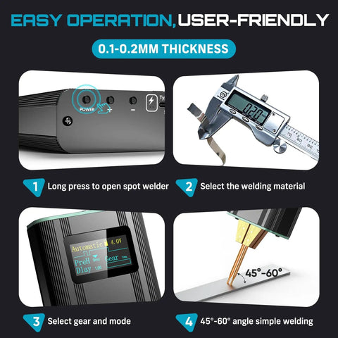 Cordless Battery Spot Welder Handheld Mini Welding Machine With 2000mAh Rechargeable Battery Portable Weld Tool use guide