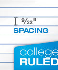 Image showing college ruled paper with 9/32" spacing labeled as "college ruled" for Campus Ready Composition Notebooks For School And Homework Black Marble Covers College Ruled Paper 100 Lined Sheets Each 12 Pack Built Tough Writing Pads Study Grind Essential.