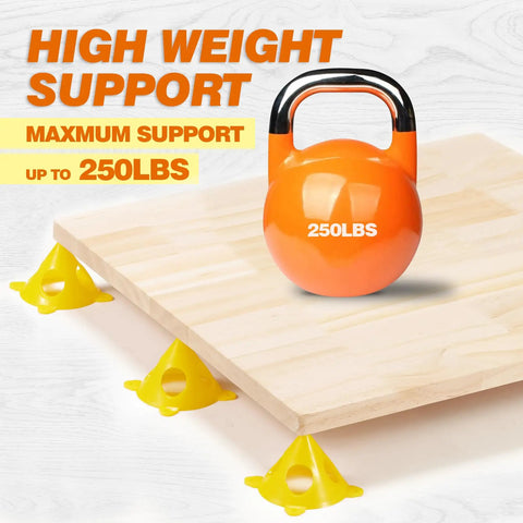 Kettlebell on board supported by 56 Pack Pyramid Painter Stands For Canvas And Doors Elevate Your Paint Projects With Mini Cone Stands