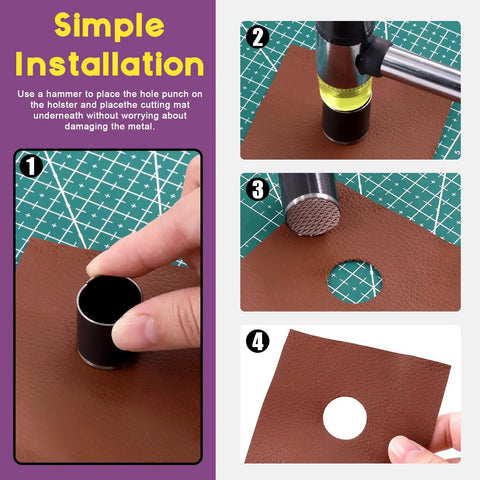 Step-by-step guide using All-In-One 55-Piece Hollow Punch Cutter Tool Kit With Cutting Pad, Hammer, Craft Knife And Case For Leather
