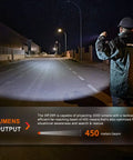 Person using Beast Mode 3000 Lumens Police Duty Flashlight With Long Throw Beam Ultra Bright Dual Tail Switch Quick Access Strobe