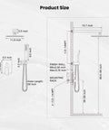 Dimensions of 12 Inch Rainfall Shower Head And Wall Mounted Shower System With Solid Brass Pressure Balancing Valve And Handheld Handle