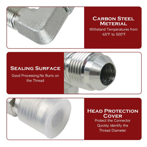 Rock Solid 5 Piece Set Of 3 By 8 Inch Hydraulic Fittings 90 Degree Elbow With Male Jic To Female Jic Swivel Port Stainless Steel Build Is Bullet Proof Against Rust And Pressure For Auto Work And Garage Fixes That Get The Job Done No Cap, carbon steel elbow fitting with thread protector