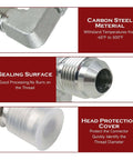 Top Tier 5PC 3/8 Inch Hydraulic Swivel Elbow Fitting Kit With Stainless Steel Corrosion Proof JIC Male Female Connectors For Heavy Duty Pipe Systems And Industrial Machinery Repairs That Hit Hard close-up carbon steel fitting with thread cover