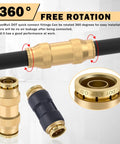 Front view of Amazon CheeMuii brass DOT air line fittings kit on a black hose; 80 pcs, push-lock and compression, 1/8–1/2 in.