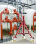 Heavy Duty Pipe Stand With Casters, Adjustable Height From 28 To 52 Inches, V Head Supports Pipes From One Eighth To Twelve Inches