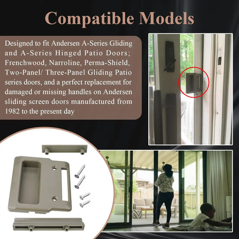 Stone Screen Hardware Kit For A-Series Patio Doors That Glide And Swing, Fits Frenchwood Narroline Perma-Shield Two And Three Panel Models