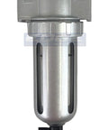 One Half Inch NPT Particulate Filter Water Separator For Compressed Air Lines, 5 Micron Filtration Removes Moisture And Debris