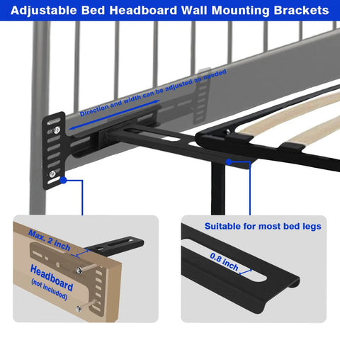 Heavy Duty Universal Headboard Bracket Kit for Adjustable Beds featuring detailed installation and mounting options.