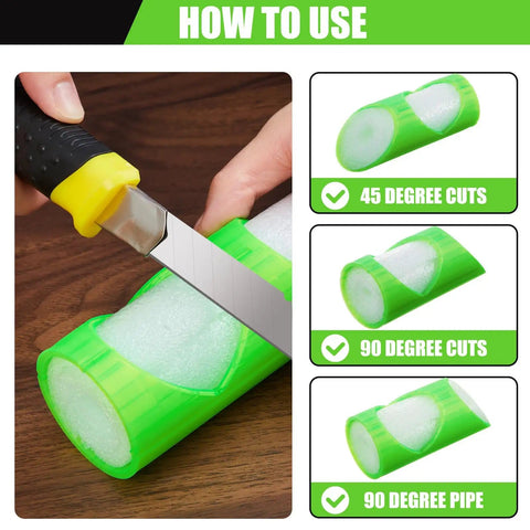 Using 6 Pack Foam Pipe Insulation Cutter Kit, DIY Friendly Tube Cutting Guide Tools in 15mm 22mm 28mm Sizes, Durable Green