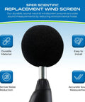 Replacement Wind Screen For Digital Sound Meters That Keeps Gusts From Messing With Readings Durable Shield Easy Snap On Fit For Most Models Ideal Wind Noise Reduction For Accurate Noise Measurements, black foam mic cover on sound meter