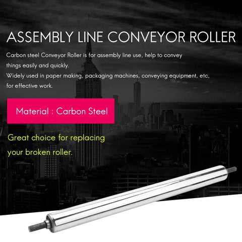 Carbon Steel Conveyor Roller 25mm x 300mm For Assembly Line Use Silver Heavy Duty Industrial Roller With 7mm Axle 330mm Overall Length For Smooth Material Handling, silver conveyor roller
