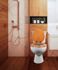 Wood Veneer Round Toilet Seat With Quiet Close Easy Clean Surface Quick Release Hinges Natural Finish Durable Comfy Easy Install Anti Slip Fits All American Toilet Brands installed in modern bathroom.
