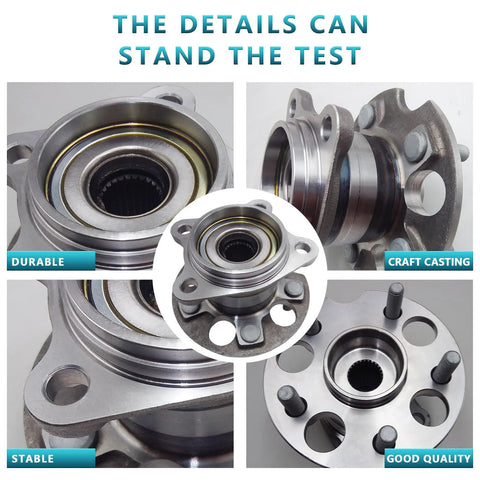 Rear Wheel Bearing Hub Assembly 512284 For Toyota Highlander AWD 2004-2013, Venza AWD 2009-2016, Lexus RX330 RX350 RX400h AWD 2004-2009 2 Pack Replacement Kit - close-up details of durable metal design.