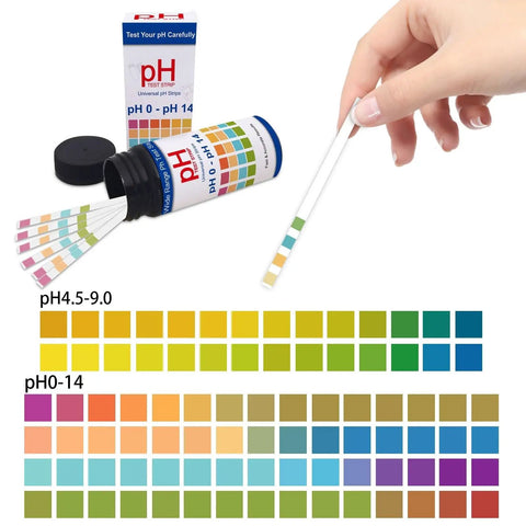 Easy Read pH Test Strips For Urine, Saliva, And Water 0 To 14 Universal Plastic Strips for testing with color chart