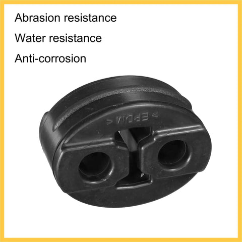 Top Tier Universal 4 Pack Heavy Duty Muffler Hanger Bushings With Double Hole Design To Stop Loud Rattle Noise And Restore Smooth Ride Quality Fast On Honda Civic Acura Legend And More Car Models Without Losing Your Chill., black rubber double-hole muffler hanger bushing with abrasion, water, and corrosion resistance