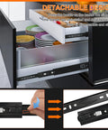 Premium 10 Inch Full Extension Drawer Slides Black Side Mount Cabinet Rails showcasing detachable design for easy cleaning.