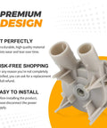 No Sweat Wp3363394 Washing Machine Drain Pump Replacement For Whirlpool Maytag Kenmore Top Load Washer water pump close-up showing dual hoses.