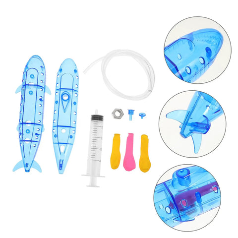 Submarine RC Drone Buoyancy Demo Toy for Kids and Teens, blue plastic, parts detail, educational water lab kit components