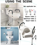 Raised Toilet Seat With Handles For Seniors And Post Surgery Recovery, Adjustable Height, Easy Install Safety Frame