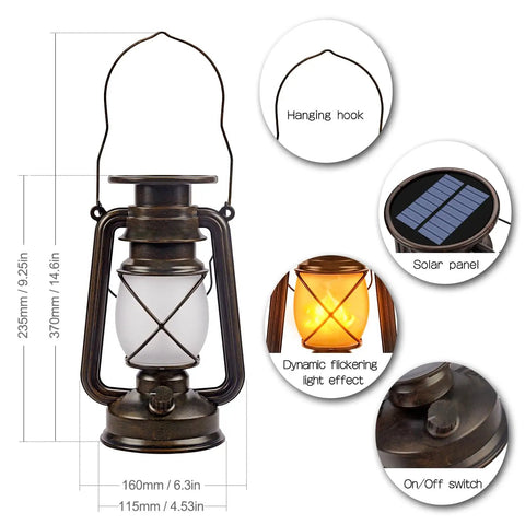 Outdoor Solar Lanterns With Lit Dancing Flame LED Lights For Patio And Garden, Waterproof Hanging Lanterns, Auto On Off, Energy Saving Camping Lamps, Landscape Decor For Yard Pathway And Porch, 2 Pack