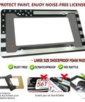 American Flag Aluminum License Plate Frame With Anti Rattle Foam Pad And Screws For Cars And Trucks Front Or Rear Tag Holder Built Tough Weatherproof Rust Resistant Thin Blue Line Black And White Stripes