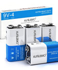 Stock Up On These 4 Pack 9V Batteries For Smoke Detectors Alarms Wireless Doorbells And Electronics They Bring Heavy Duty Reliability Smoothly Without The Hassle, featuring four heavy duty zinc batteries.