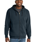 Heavyweight Zip Hoodie With Thermal Lining For Men And Women, Unisex Full Zip Hooded Sweatshirt, Built To Handle The Chill, Navy