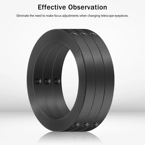 1.25 Inch Telescope Eyepiece Parfocal Rings Set Of Three in black aluminum for quick eyepiece swapping and stable magnification.