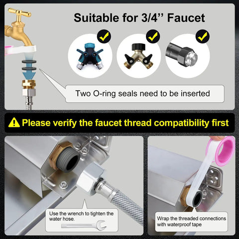 Hassle Free One Gallon Automatic Dog Water Dispenser Stainless Steel self filling bowl with faucet connections and seals.