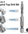 Combination Drill And Tap Bit Set For SAE And Metric Threads With Quick Change Adapter Covers SAE Six Thirty Two NC To One Quarter Twenty NC And Metric M Three To M Ten Pro Grade For Through And Blind Holes DIY Friendly For Any Job, 1/4 hex shank
