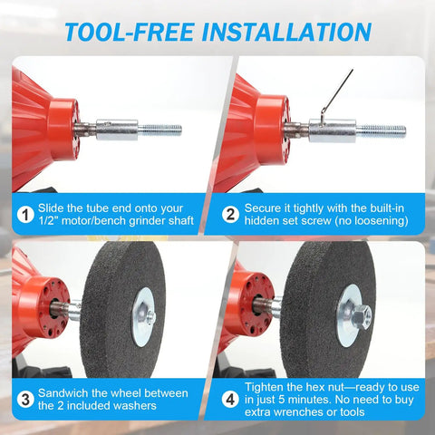 1/2 Inch Fixed Bore Shaft Arbor Extension For Bench Grinders Cuts The Jiggle For Good Steel Buffer Conversion Adapter For Grinding Wheels Delivers A Clean Spin Without Any Shake installation steps image.