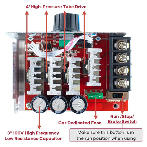 DC Motor Speed Controller PWM 7 To 70V 30A With 30A Fuse Run Stop Brake Switch Wide Voltage Power Controller For 12V 24V 36V 48V Rigs And DIY Projects