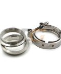 V Band Clamp And Flanges Kit 3 Inch 76mm 304 Stainless Steel For Exhaust Pipes product image showing clamp and flanges