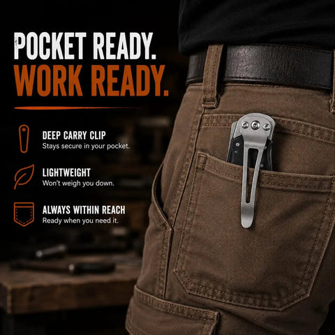 Heavy Duty Folding Utility Knife With Belt Clip EDC Pocket Knife and Box Cutter Gift Set on pocket
