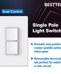 10 Pack Dual Rocker Light Switches Decorator Style 15A 120V Single Pole Dual Switch With Screwless Wallplate Included