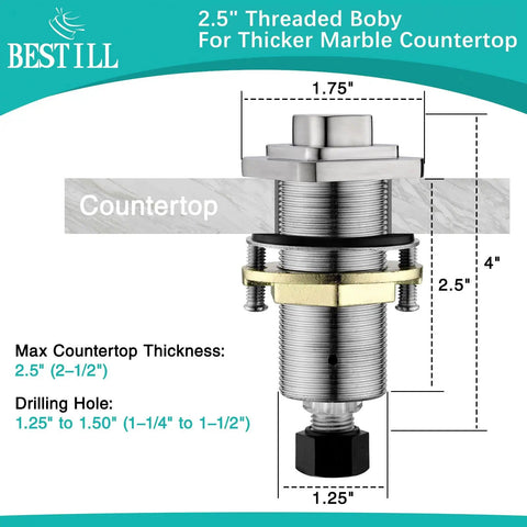 Diagram of Square Design Garbage Disposal Air Switch Kit With Single Outlet UL Listed E530042 showing installation dimensions