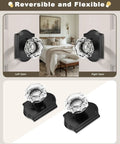 Vintage Octagon Crystal Glass Door Knobs 2 Pack Interior Privacy Lockset for Bedroom and Bath with Matte Black Arched Rosettes