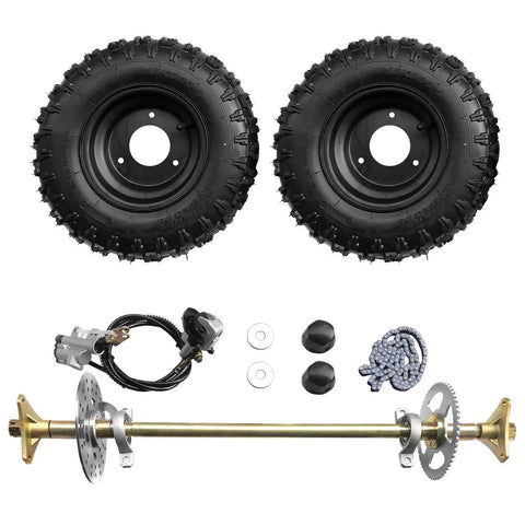 Go Kart Axle Kit 6 Inch Ready To Roll With 740mm Rear Axle, Two Wheels, Brake Assembly, T8F Chain, Sprocket And Master Caliper