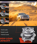 Rear Wheel Bearing And Hub Assembly 5 Lug For Nissan And Infiniti Front Wheel Drive Vehicles Fits Altima, Pathfinder, Maxima, Murano, QX60 And JX35 From 2007 Through 2025 With Durable Bearings, Quiet Operation, And Easy Install shown in a high-load capacity demonstration with a vehicle on desert terrain