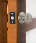 Premium Stainless Steel Door Ball Catch 10 Or 15 Pack Top Mount Closet Latch Hardware Set showing adjustable clamp and door knob.